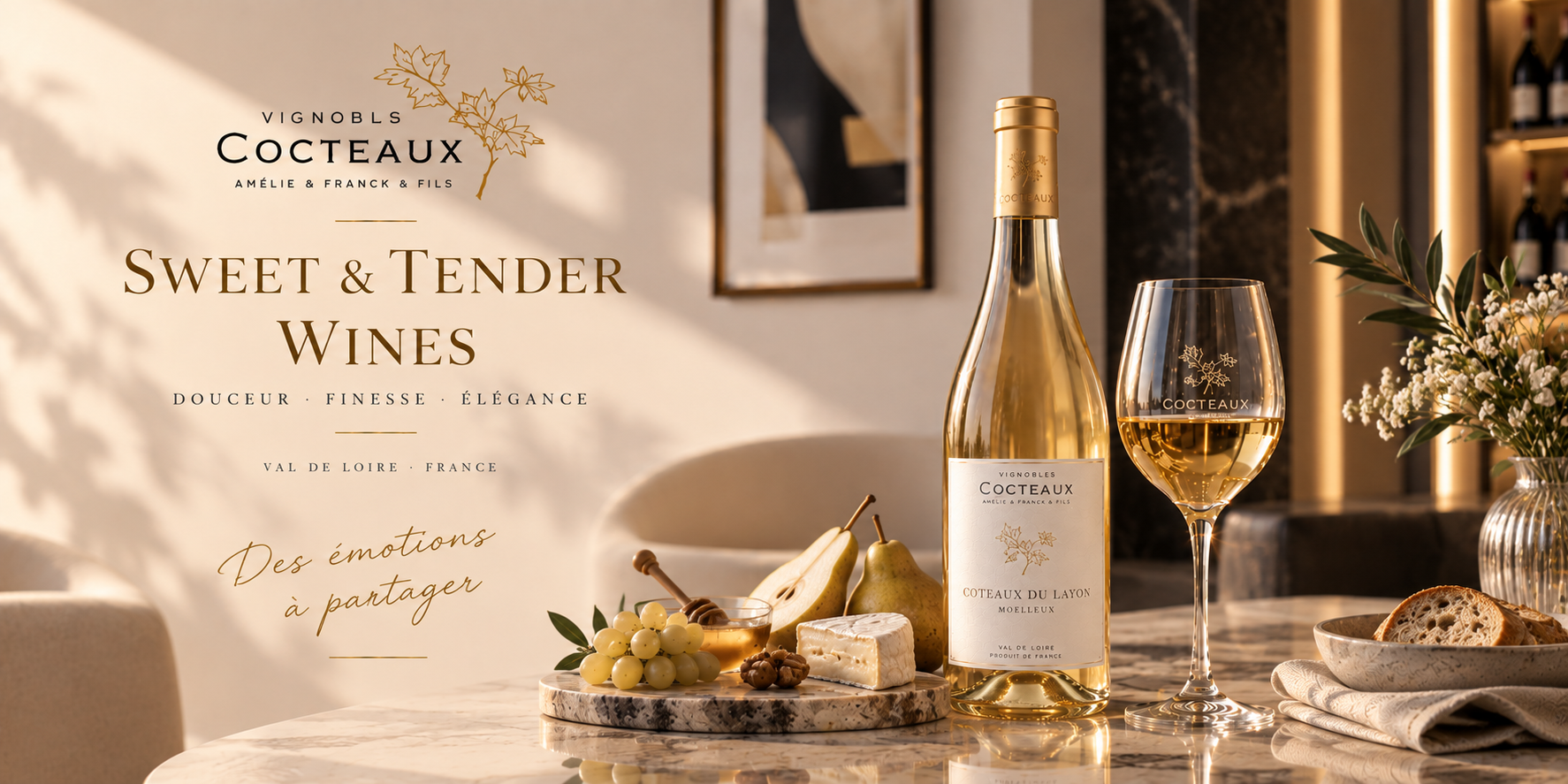 Domaine Cocteaux bottles arranged as a still life